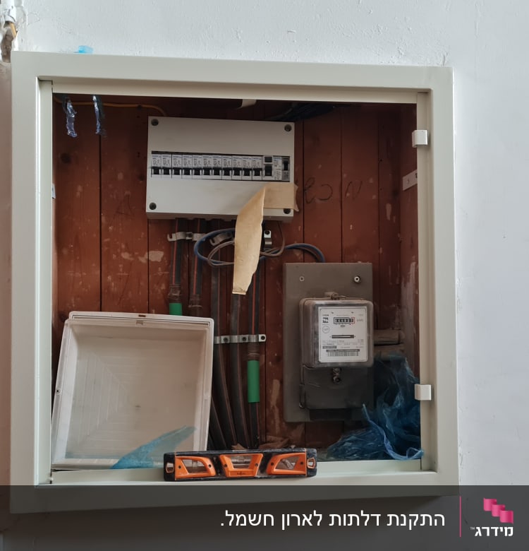 לוח חשמל עם מפסקים ומד חשמל